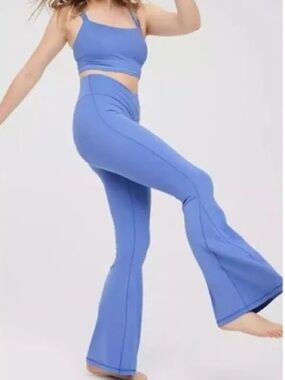 Sculpting Blue Boot‑Cut Active Flare Pants